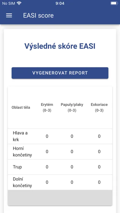 EASI score Screenshots