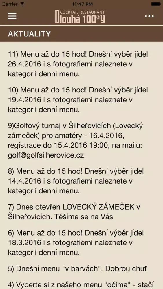 Zrzuty ekranu Dlouhá 100ry