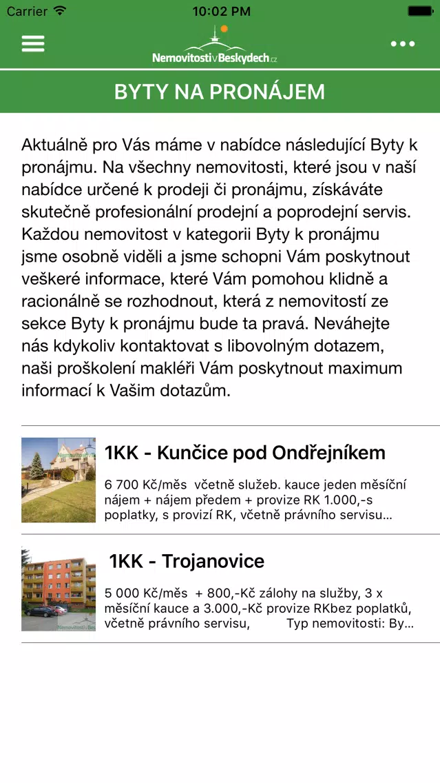 Captures d'écran de Nemovitosti v Beskydech