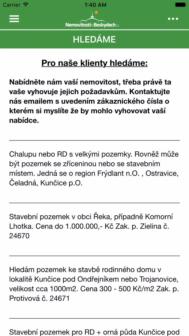 Captures d'écran de Nemovitosti v Beskydech