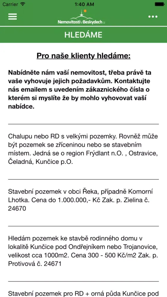 Screenshot di Nemovitosti v Beskydech