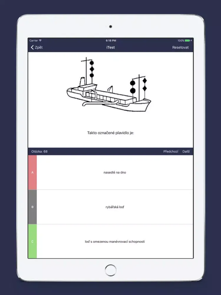 Screenshot di Lodní průkaz VRP - iTest iPad 