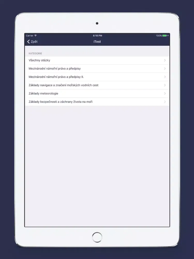 Screenshot di Lodní průkaz VRP - iTest iPad 