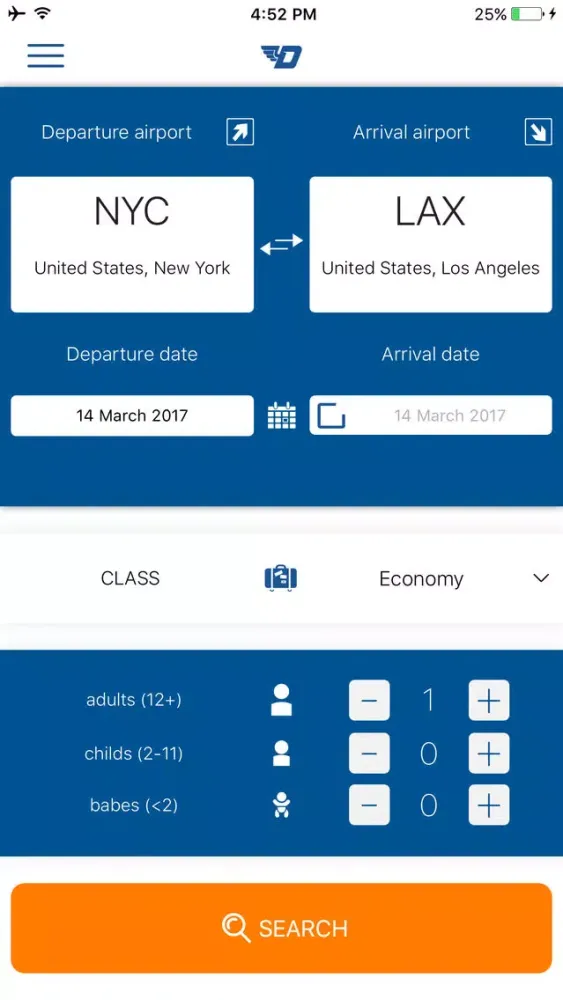 Zrzuty ekranu D-Flights - Airfare for Delta & Airline Tickets