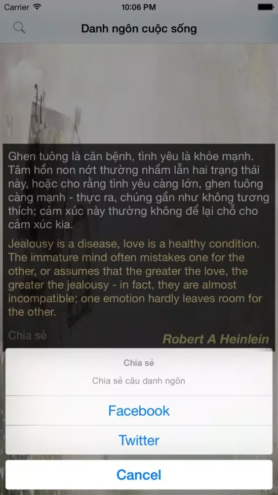 Tangkapan layar Danh ngôn cuộc sống