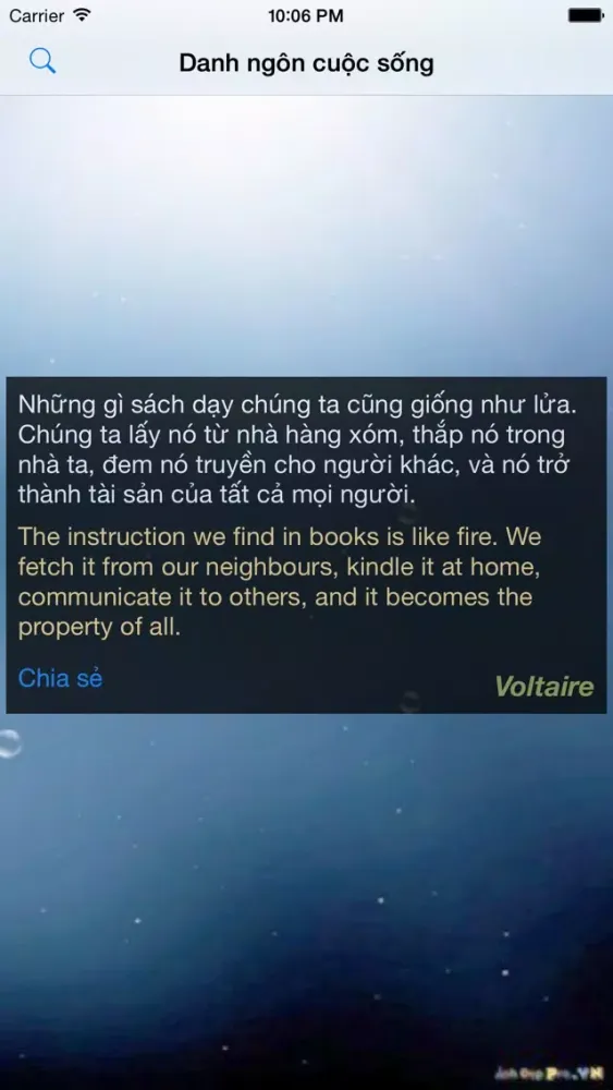 Tangkapan layar Danh ngôn cuộc sống