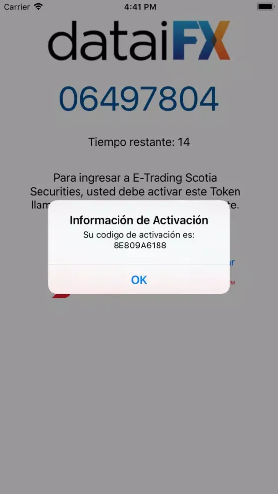 Capturas de tela do Dataifx OTP