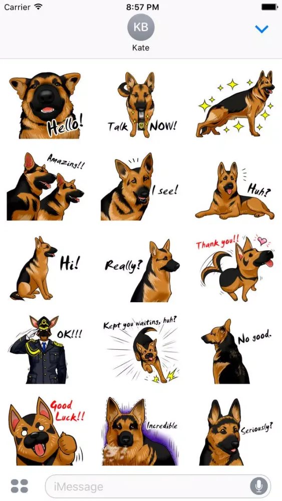Capturas de pantalla de German Shepherd Dog Stickers for iMessage
