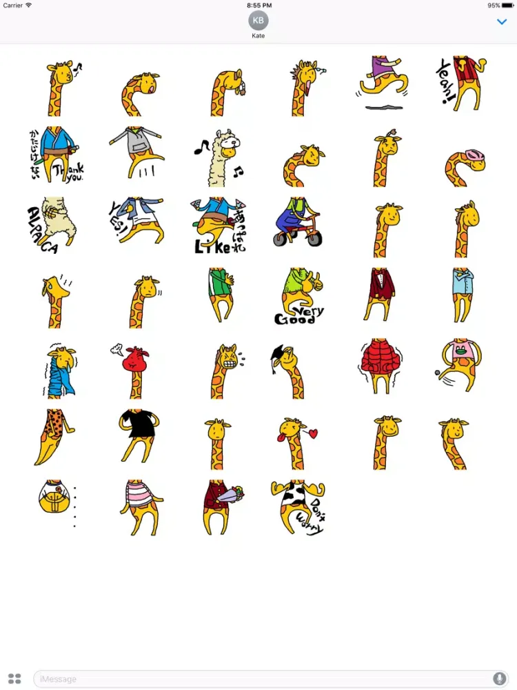 Ảnh chụp màn hình của Funny Giraffe Stickers by Design73 for iMessage iPad 