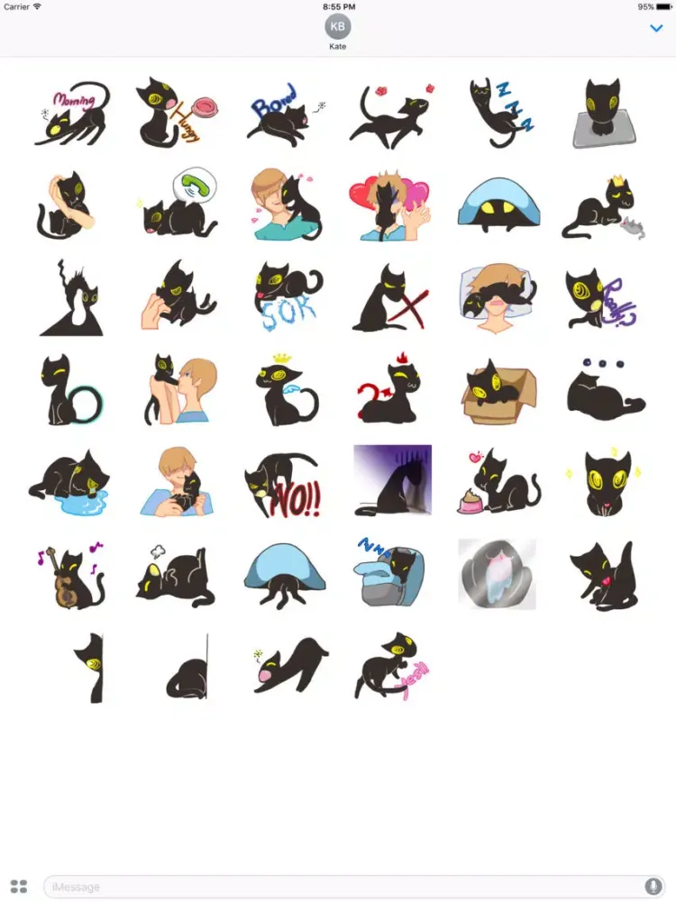 Capturas de tela do Midnight the Cat Stickers for iMessage iPad 