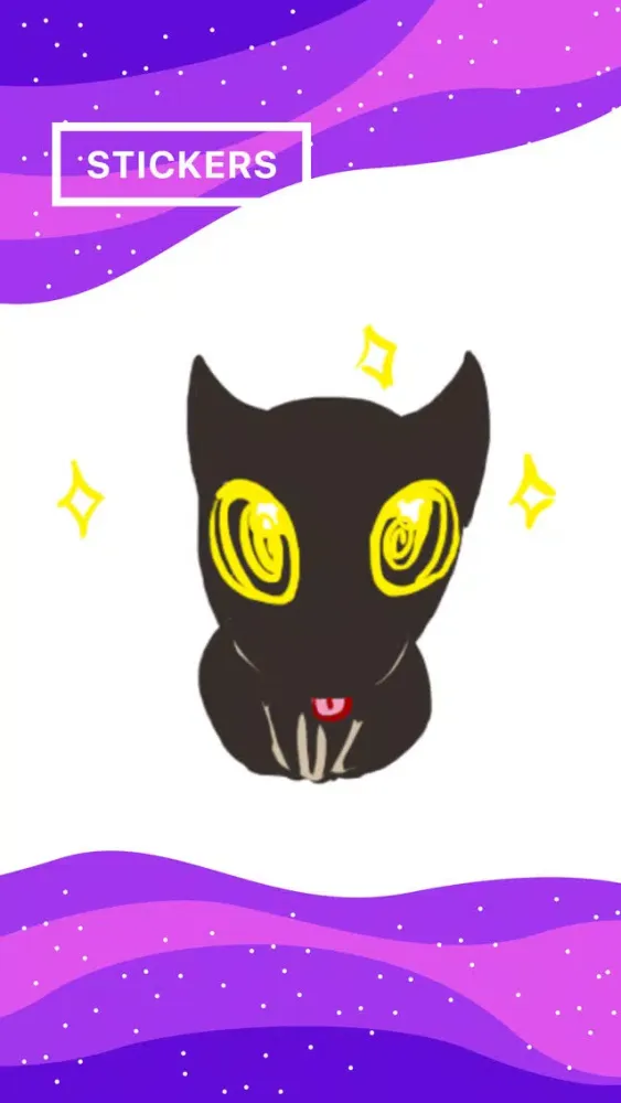 Capturas de tela do Midnight the Cat Stickers for iMessage
