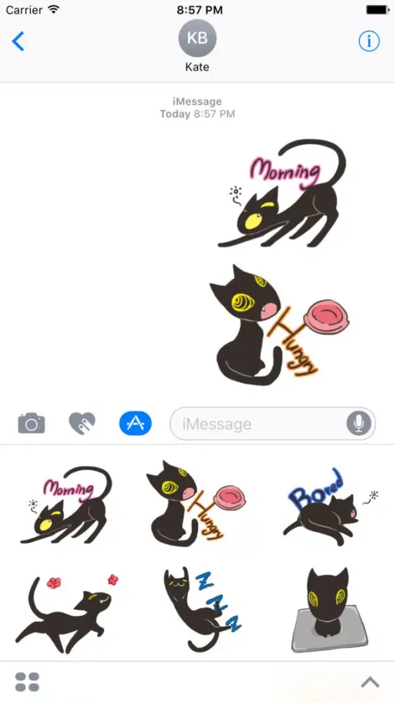 Capturas de tela do Midnight the Cat Stickers for iMessage