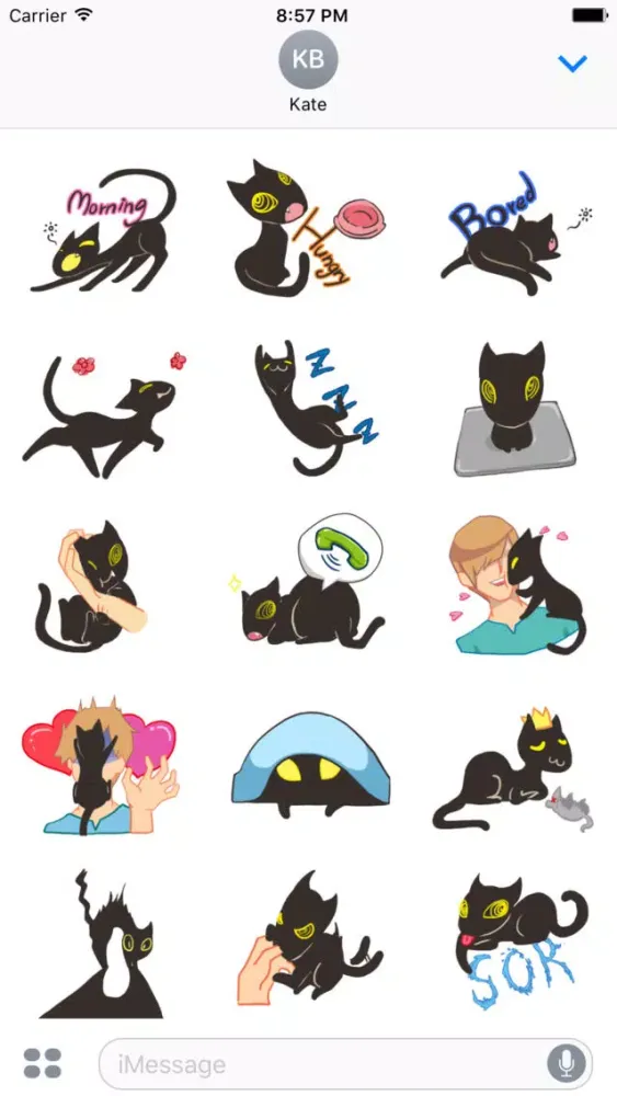 Capturas de tela do Midnight the Cat Stickers for iMessage