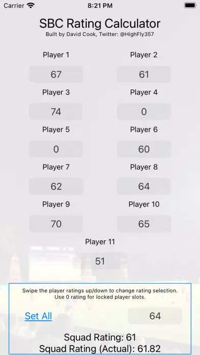 SBC Rating Calculator 스크린샷