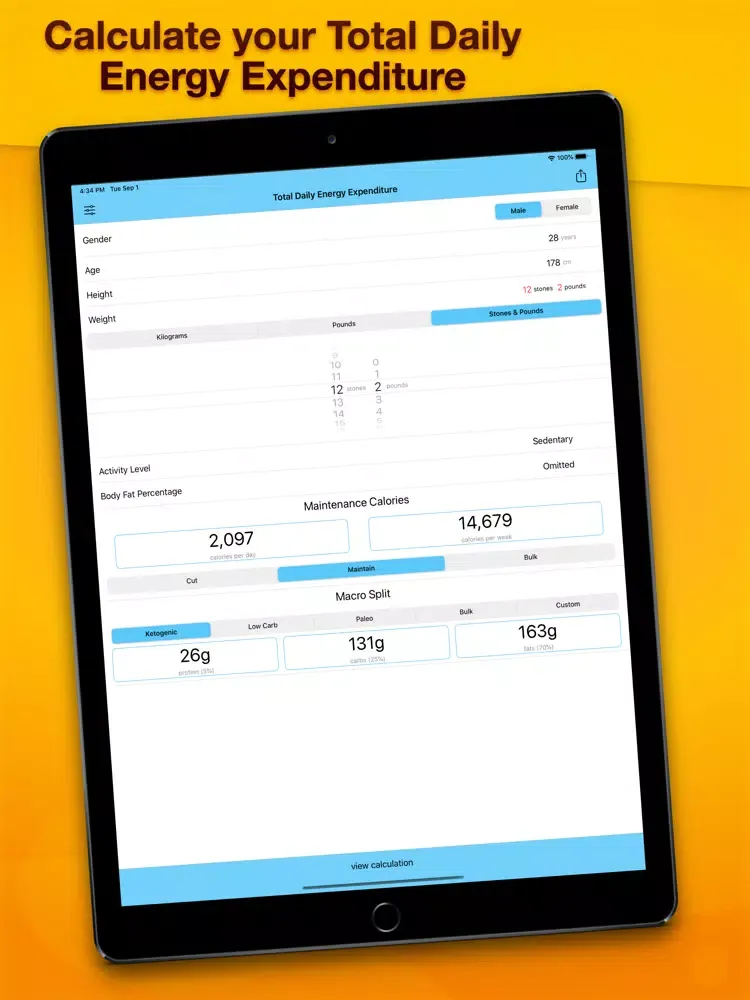 TDEE Calc iPad 應用截圖
