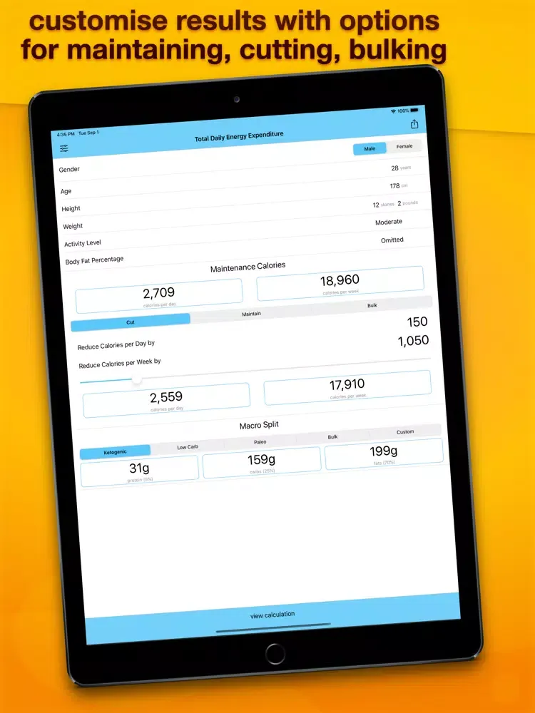 TDEE Calc iPad 應用截圖