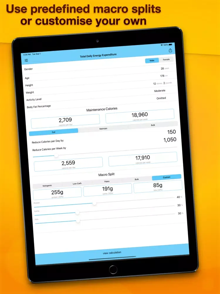 TDEE Calc iPad 應用截圖