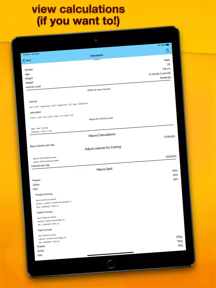 TDEE Calc iPad 應用截圖