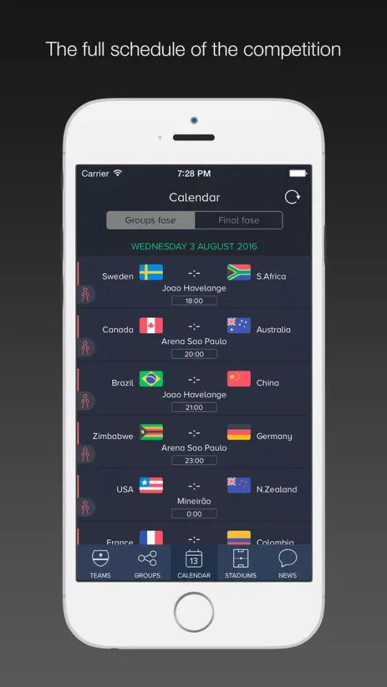 Brazil 2016 / Live soccer results - Games Edition স্ক্রিনশট