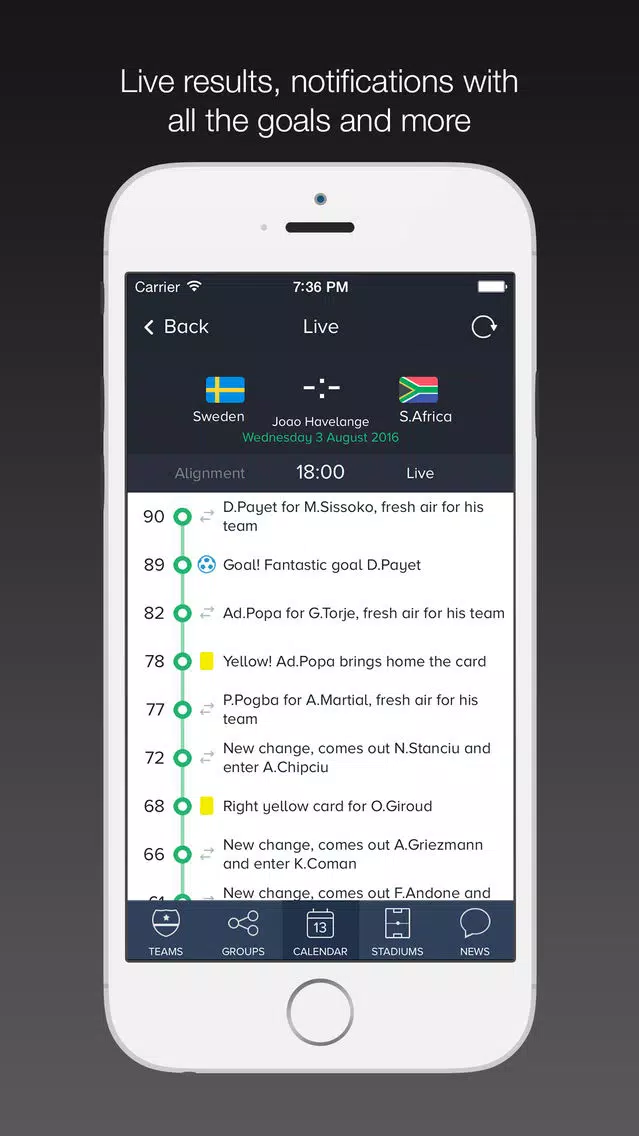 Capturas de pantalla de Brazil 2016 / Live soccer results - Games Edition
