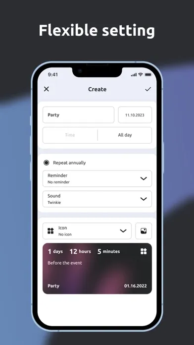 Capturas de tela do Day Count - Event Notifier