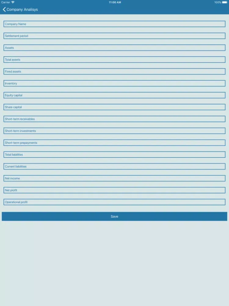 Tangkapan skrin Company Analysis iPad 
