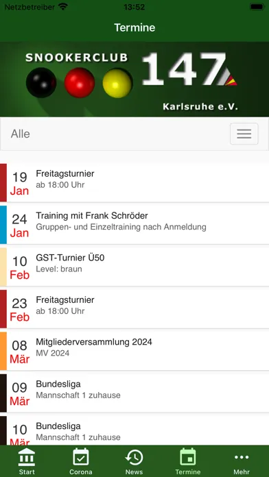 Tangkapan skrin Snookerclub 147 Karlsruhe e.V.