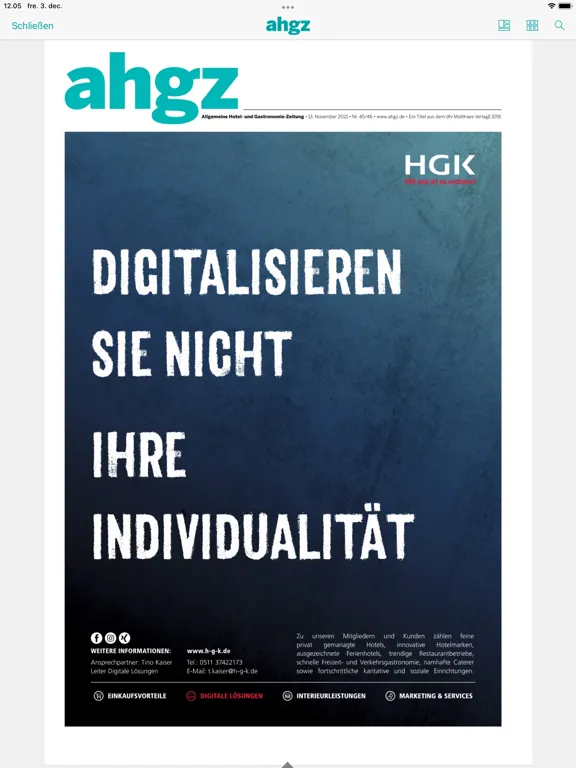Captures d'écran de AHGZ Zeitungsapp iPad 