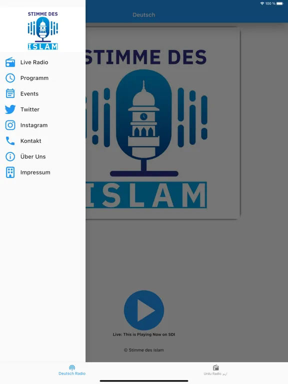 Tangkapan skrin Stimme des Islam iPad 