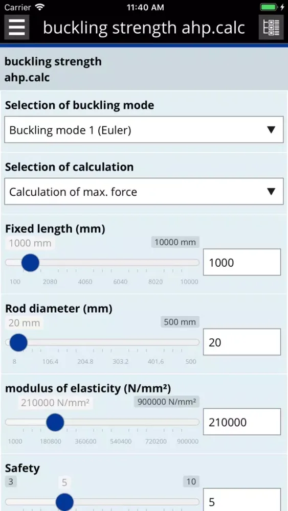 Tangkapan layar Hydraulics calculator
