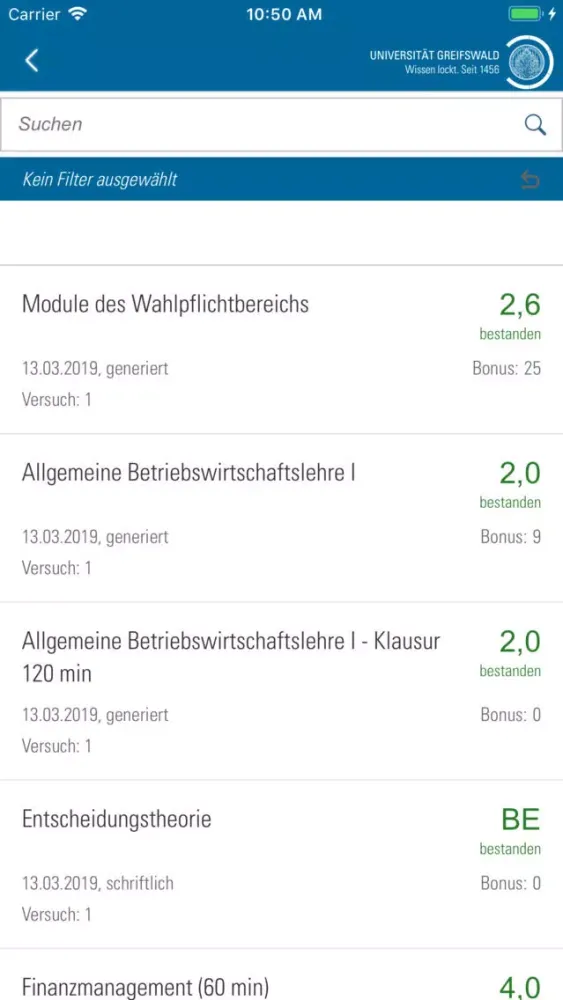 Capturas de pantalla de Universität Greifswald
