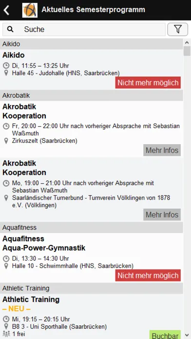 Hochschulsport Uni Saarland应用截图