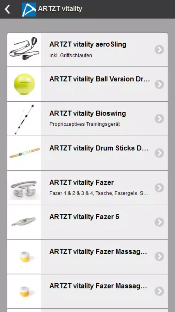 Capturas de pantalla de ARTZT GmbH - Produkte für Sport und Gesundheit