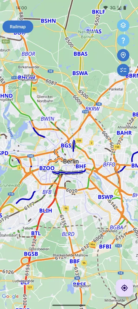 Ảnh chụp màn hình của Railmap