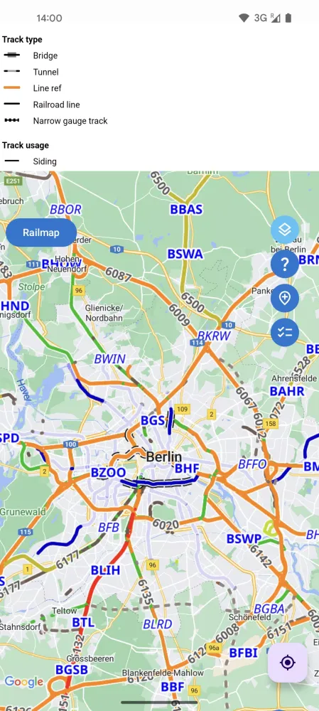 Ảnh chụp màn hình của Railmap