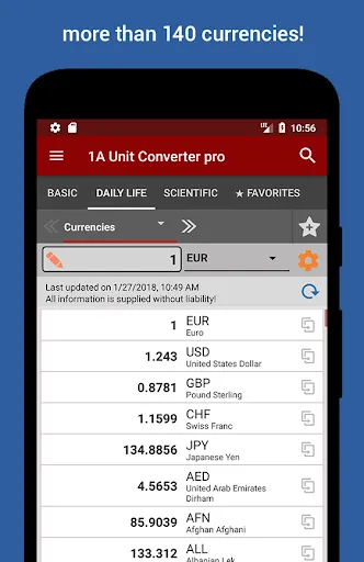 Capturas de tela do 1A Unit Converter pro