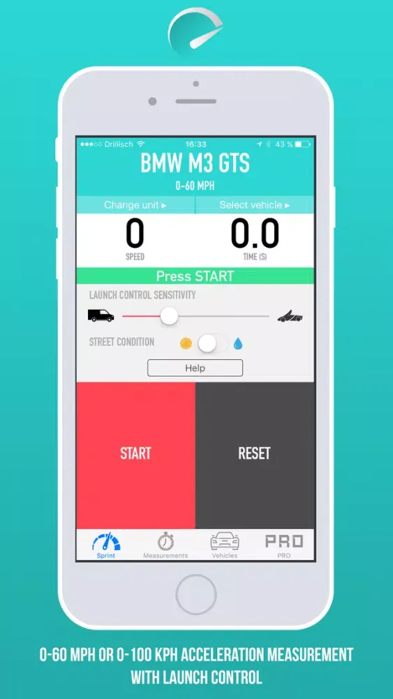ภาพหน้าจอของ SprintBox - 0-60 mph and 0-100 km/h acceleration measurement
