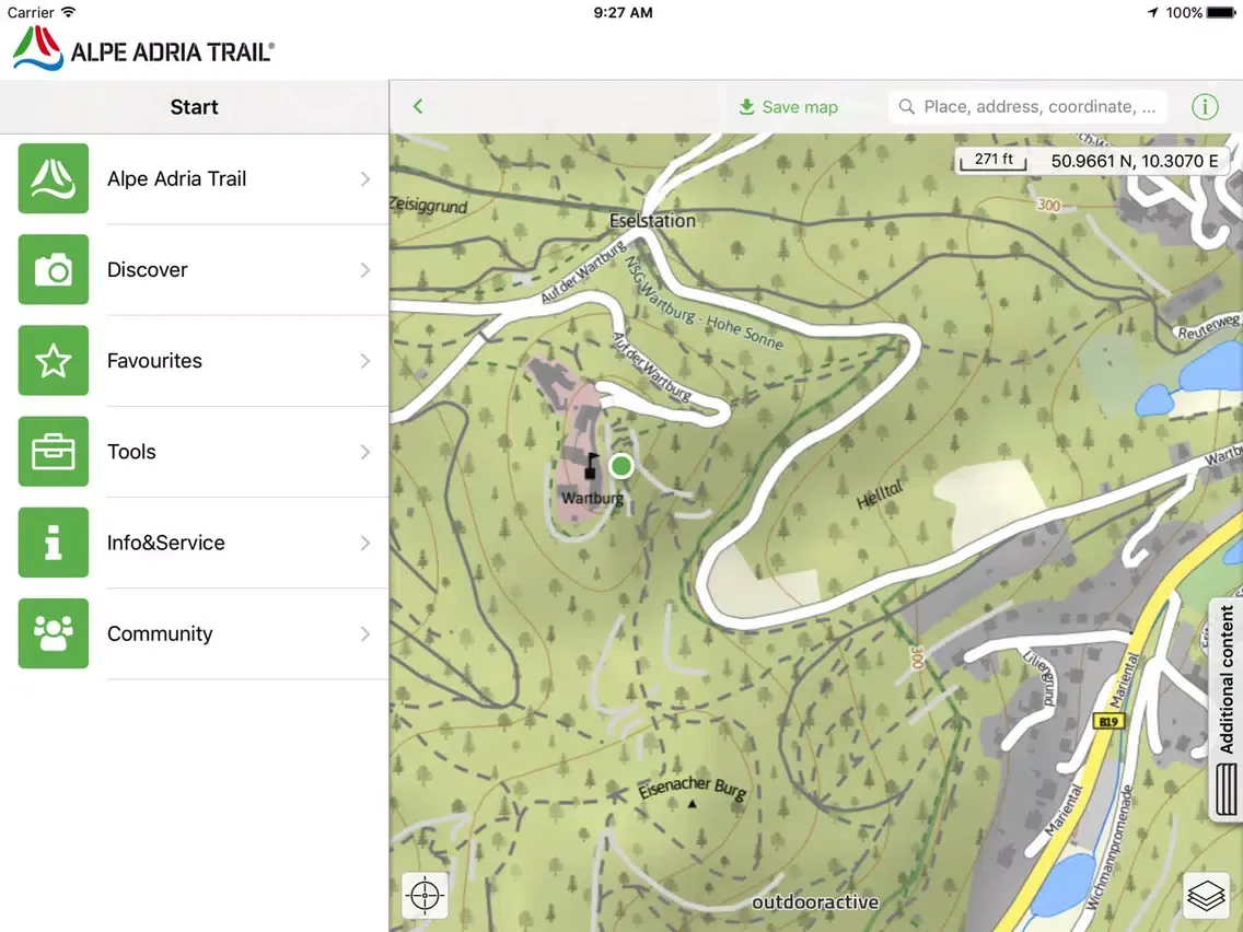 Tangkapan skrin Alpe Adria Trail iPad 
