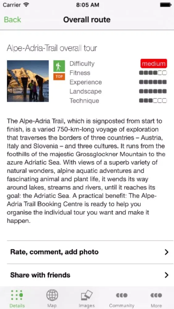 Tangkapan skrin Alpe Adria Trail