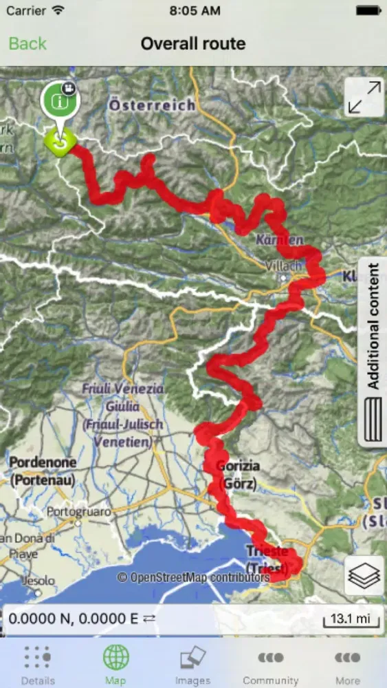 Tangkapan skrin Alpe Adria Trail