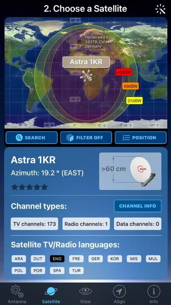 Zrzuty ekranu SatFinder (NG)