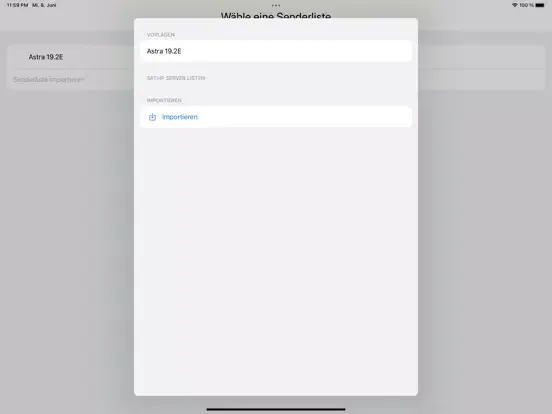 Ảnh chụp màn hình của SAT>IP>Mobile iPad 