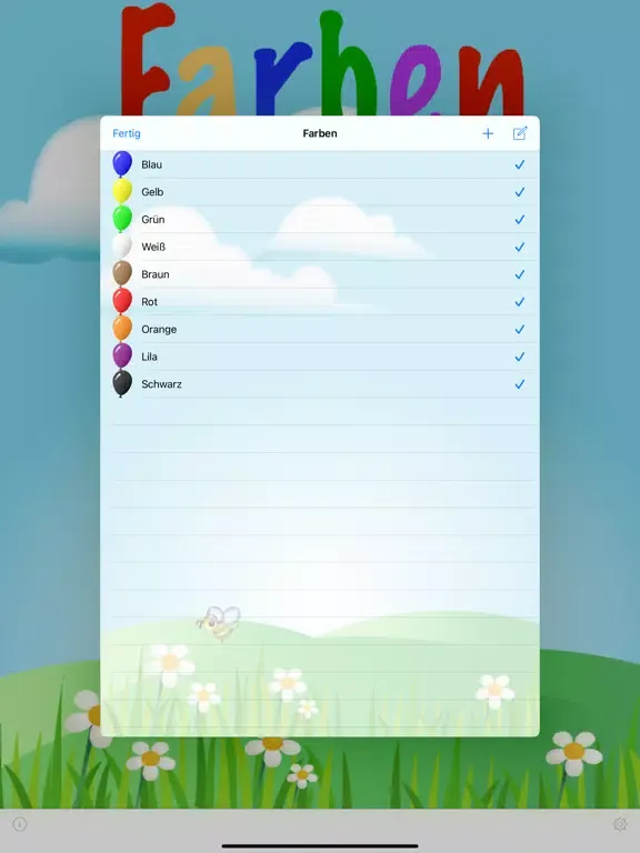 Capturas de tela do Farben Kidz VPP iPad 