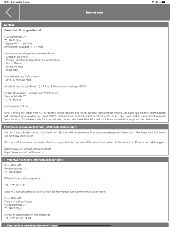 Klett Gruppe iPad  Screenshots