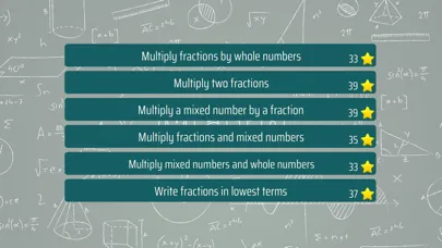 Capturas de tela do Multiplying Fractions Trainer