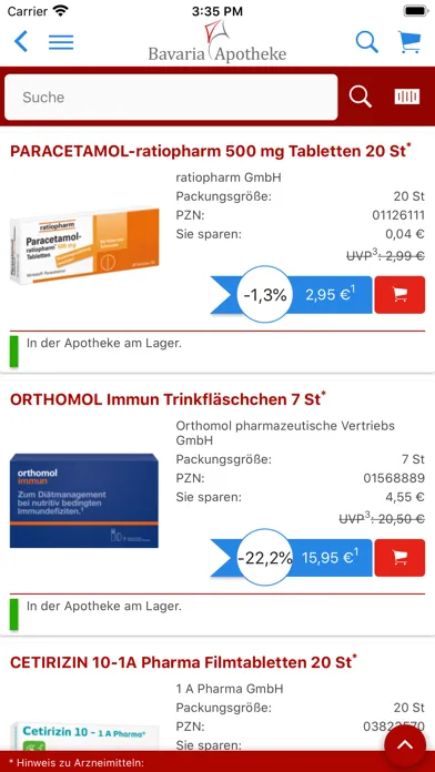 Zrzuty ekranu Bavaria Apotheke