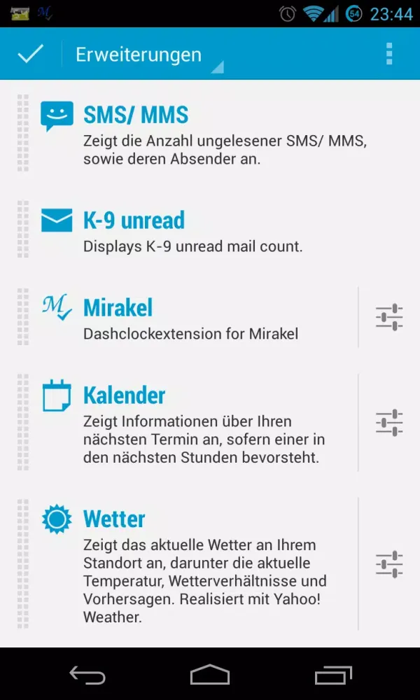Tangkapan layar Mirakel-Dashclock