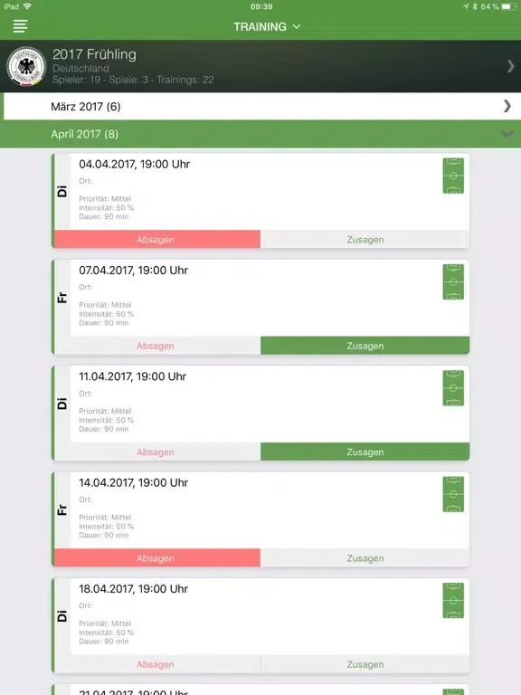 Ảnh chụp màn hình của Club House Team iPad 