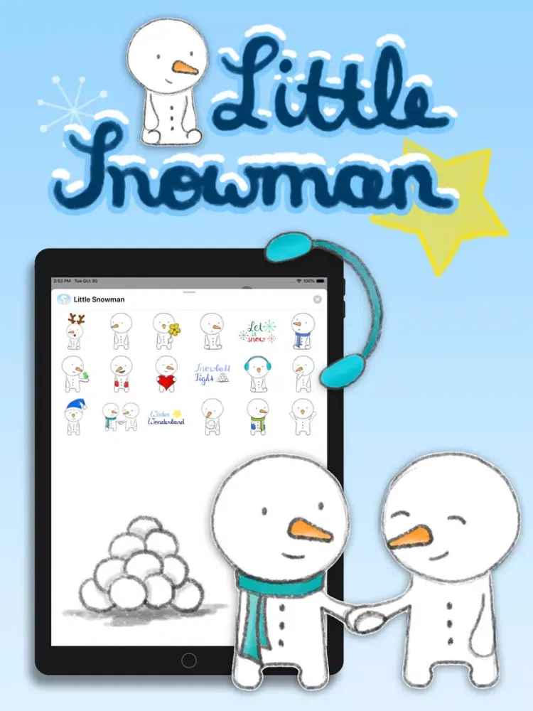 Little Snowman Stickers iPad  스크린샷