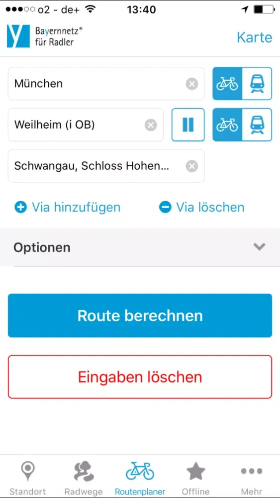 Zrzuty ekranu Bayernnetz für Radler